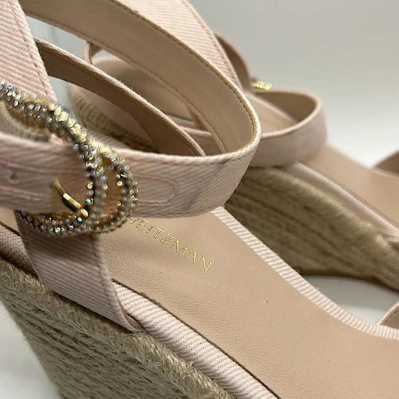 Stuart Weitzman Light Pink Ankle Strap Wedge Heel Sandals Shoes **Sz 39.5/US 9** - Picture 9 of 11